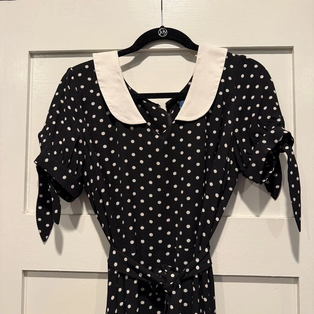 Collectif Black and White Polka Dot Midi Dress from Unique Vintage, XL - Picture 2 of 8